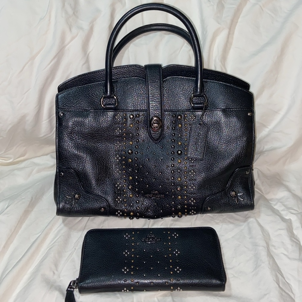 Coach Mercer 30 Bandana Rivets Satchel Purse
